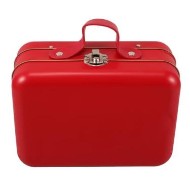 Imagem de Unomor Mini estojo de armazenamento de mala de flandres para brinquedos, maquiagem, eletrônicos, vermelho, compacto, portátil, bolsa de mão estilo vintage