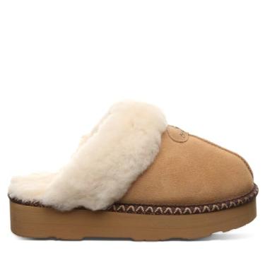 Imagem de BEARPAW Pantufa feminina Loki Platform Lo Deco | Chinelo feminino | Sapato feminino | Confortável e leve, Café gelado sólido, 37