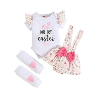 Imagem de Conjunto De Páscoa Para Bebê Menina: Macacão Com Estampa De Coelho, Ve