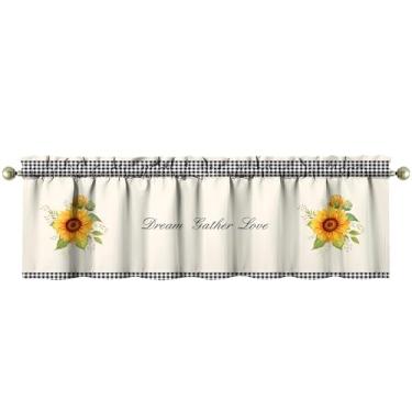 Imagem de Tapesb Girassol saia de cozinha engraçada pequena cortina de janela sobre a pia decoração essencial adequado para cozinha, quarto, lavanderia, 45 x 137 cm