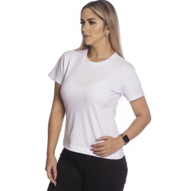 Imagem de Camiseta Feminina Básica Baby Look Lisa Gola V Barato - Techmalhas, Br