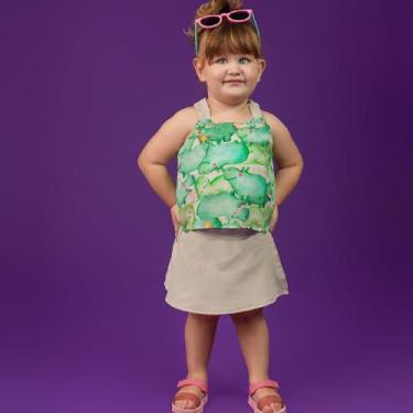 Imagem de Conjunto Bata Malha Stretch "Hipopótamo" e Short-Saia Tecido Mix Fibra