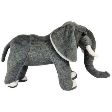 Imagem de Elefante de Pelúcia Realista Safari 35cm Decoração Nicho - Nikity Toys