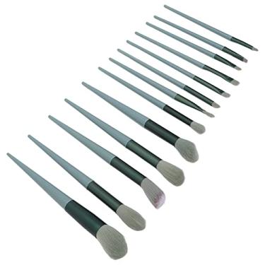Imagem de Semme Conjunto Completo de Pincéis de Maquiagem, 13 Peças, Profissional, Fibra Macia, Cabelo, pó, Blush, Sombra, Kit para Iniciantes, Amantes de Maquiagem, Material Abs (Verde)