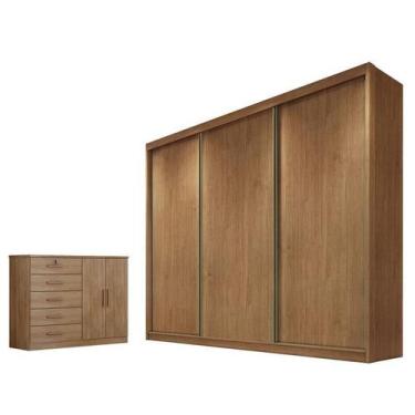 Imagem de Guarda Roupa Casal Medelim e Cômoda Seul Cumaru 23 - Novo Horizonte
