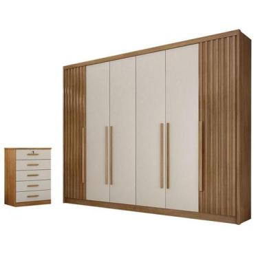 Imagem de Guarda Roupa Casal Ripado Bragança e Gaveteiro Suiça Cumaru 25 Fendi -