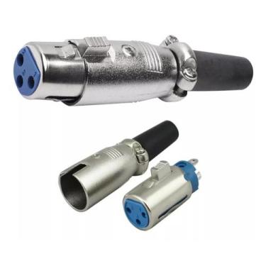 Imagem de Plug Cannon Fêmea Cromado C/ Prensa Cabo Linha Profissional - XLR 