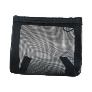Imagem de Bolsa De Maquiagem Feminina Grande Capacidade Em Malha Preta, Organiza