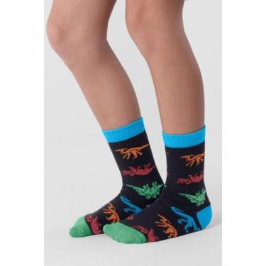 Imagem de Meia infantil menino de dinossauros Brandili, P, Preto