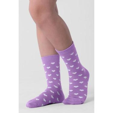 Imagem de Meia infantil menina de corações Brandili, P, Rosa