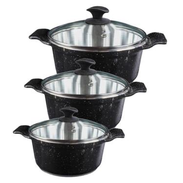 Imagem de Jogo Panelas Preto Liso Alumínio Usinado Javali Aa 26 A 30