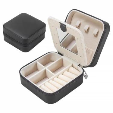 Imagem de Pequena caixa de joias deslumbrante, organizador de estojos de viagem, presentes personalizados, acessórios de joias para adolescentes, presente de Natal para mulheres, preto (espelho)