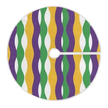 Imagem de ATTX Saia de árvore com listras onduladas para carnaval de 118 cm – decoração festiva para festas de ano novo e carnaval #420