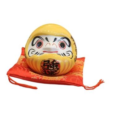 Imagem de KiBcsLic Cofrinho Daruma de Cerâmica, Estatueta Japonesa de Boneco Daruma, Decoração de Mesa para Café, Hotel, Restaurante, Casa e Escritório, Amarelo