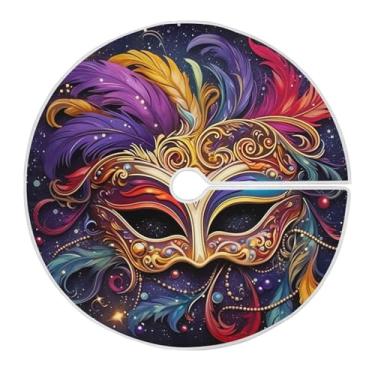 Imagem de ATTX Saia de árvore com máscara de carnaval de 118 cm – decoração festiva para festas de ano novo e carnaval #272