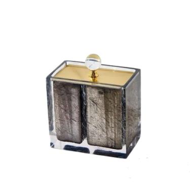 Imagem de Armazenamento Caixa de armazenamento transparente multifuncional montada, organizador dois em um para uso doméstico para palitos de dente, cotonetes de fio dental(Ash)