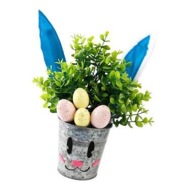 Imagem de Generic Arranjo de mesa com plantas artificiais em vaso, orelhas de, folhas decorativas de folhagem artificial para a Páscoa, ideal para banheiro, casa