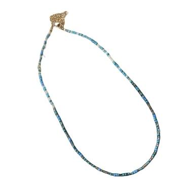 Imagem de TINCOLIA Colar colorido feito à mão com contas étnicas, gargantilha, corrente boêmia com joias