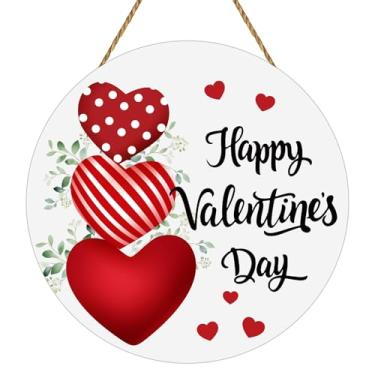Imagem de Decoração de porta dos namorados, guirlanda de coração, sinal de feliz dia dos namorados, decoração de parede de coração, guirlandas de madeira para cabide de porta da frente para pendurar sinal para
