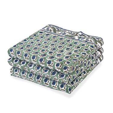 Imagem de Ridhi Conjunto de toalhas de cozinha de waffle com estampa de bloco de mão verde manjericão de 3-16 x 28 panos de prato ultra absorventes de secagem rápida 100% algodão, toalhas de prato leves