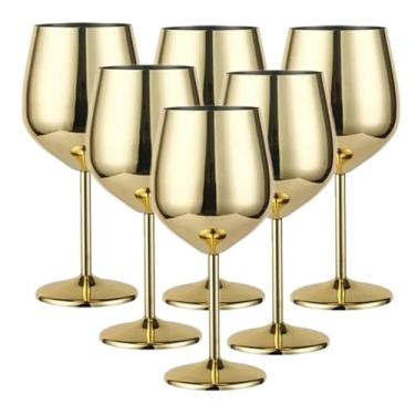 Imagem de 6 peças de aço inoxidável para coquetéis criativos de metal bar de vinho restaurante champanhe copo de vinho tinto copo de bar 、 mobiliário doméstico (ouro)