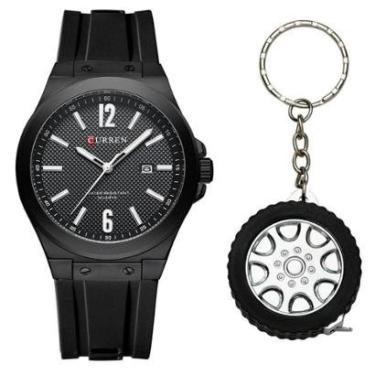 Imagem de Relógio Curren Esportivo Casual Masculino + Chaveiro Roda-Masculino