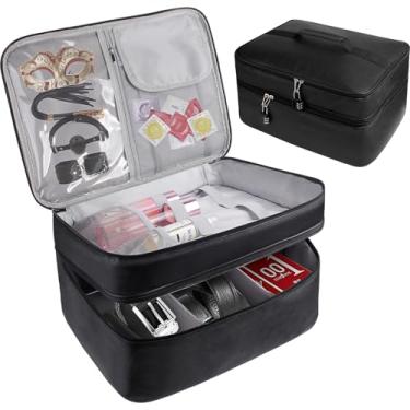 Imagem de Bolsa grande de armazenamento de brinquedos para adultos, caixa organizadora de brinquedos para adultos, bolsa de brinquedo discreta de 2 camadas com fechaduras duplas, caixa de armazenamento