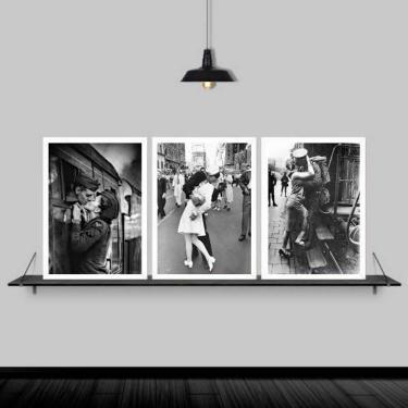 Imagem de Kit 3 Quadros Amor Em Tempos Guerra 24X18 Com Vidro - Branca