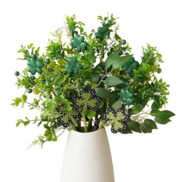 Imagem de idyllic 40,6 cm, 6 peças, decoração de ramo de trevo do dia de São Patrício, inserção de vaso de trevo artificial para mesa, mesa, peitoril da janela, cornija de sala de estar, escritório, decoração