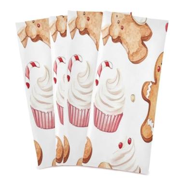 Imagem de xigua Conjunto de 6 panos de prato de cozinha de biscoitos de Natal, macios e altamente absorventes de secagem rápida para limpeza de pratos e limpeza à mão, 71 x 45 cm