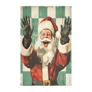 Imagem de xigua Conjunto de 1 panos de prato retrô de Papai Noel, toalhas de cozinha de secagem rápida altamente absorventes para limpeza de pratos e limpeza manual, 71 x 45 cm