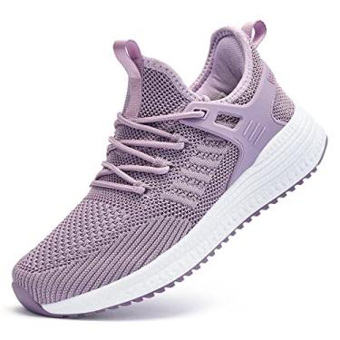 Imagem de SDolphin Tênis de corrida feminino – confortável espuma viscoelástica, leve, caminhada, tênis, treino, tênis, Roxo violeta, 41