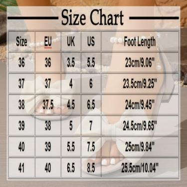 Imagem de Sandálias femininas de salto baixo com fivela de corrente de pérola e bico redondo com detalhe de laço casual na moda, Bege, 35