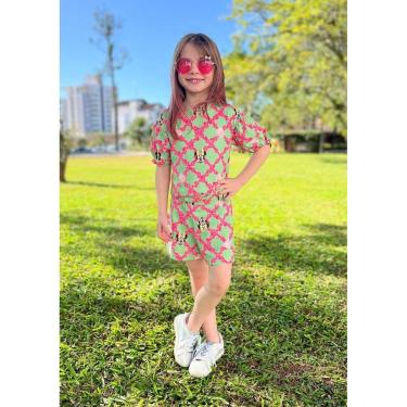 Imagem de Conjunto Blusa e Shorts Grid Floral Animê-Feminino