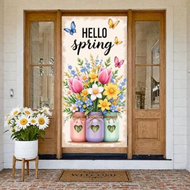 Imagem de Spring Farmhouse Bem-vindo floral rústico caminhão temático casa de fazenda tema floral sinal de boas-vindas para decoração de varanda de festa de primavera