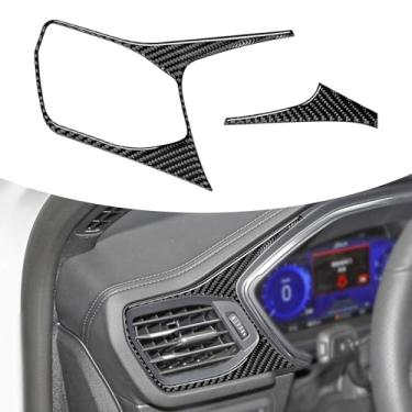 Imagem de Agulier Compatível com acabamento da tampa da moldura do medidor de painel, acessórios interiores de moldura de proteção de fibra de carbono real para Ford Escape 2020-2023