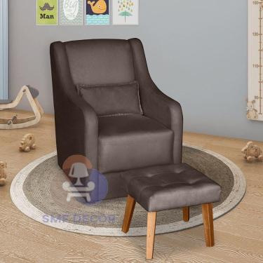 Imagem de Poltrona Para Amamentação Glamour Com Puff E Almofada Marrom