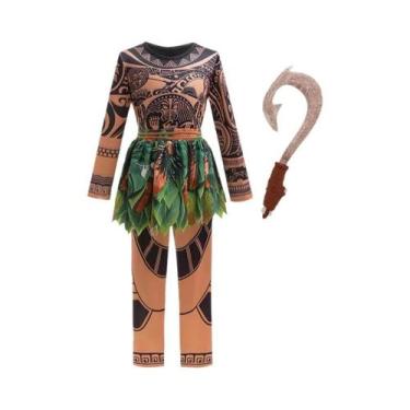 Imagem de Fantasia Infantil Moana Maui Para Meninos E Meninas Com Estampa De Tat