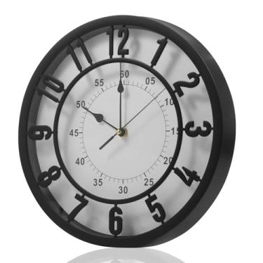 Imagem de Tcwhniev Relógio de parede retrô de 30,5 cm, vintage, silencioso, grande, elevado, número 3D, casa de campo, estilo casa de campo, silencioso, chique, decoração antiga sem tique-taque, para sala de