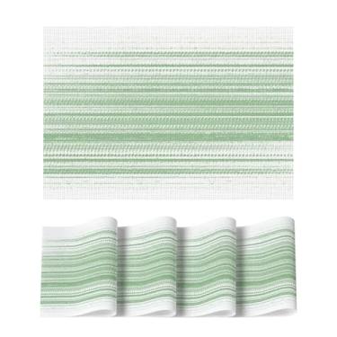 Imagem de Artoid Mode Conjunto de 4 jogos americanos de vinil branco e verde, lavável, resistente ao calor, antiderrapante, plástico, PVC, mola, para casa de fazenda, festa, cozinha, decoração de jantar