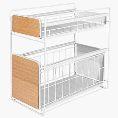 Imagem de Prateleiras flutuantes, organizador para banheiro/cozinha, prateleira sob a cesta de armazenamento sob a pia rack para cozinha banheiro (cor: preto, tamanho: 40 x 27,5 x 39,5 cm) (cor: preto) (cor: N