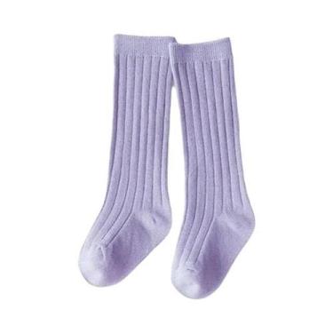 Imagem de Meias De Algodão Listradas Até O Joelho Para Bebês Meninos E Meninas, 