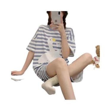 Imagem de Pijamas De Verão Em Tamanho Grande Para Mulheres, Conjunto De Roupa De