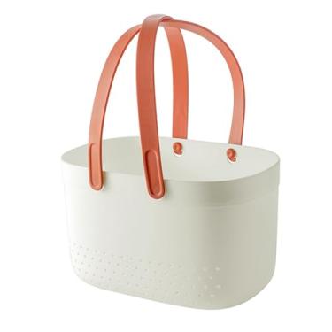 Imagem de Cesta de armazenamento de chuveiro organizador, grande capacidade, recipiente de armazenamento de banho, plástico durável com furos de drenagem para banheiro, dormitório doméstico