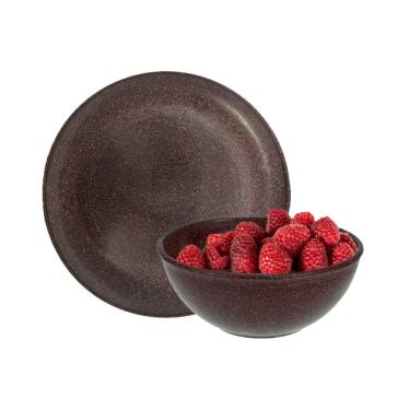 Imagem de Tigela Bowl Cumbuca e Prato Lanche Salada Açai Marrom 500ml
