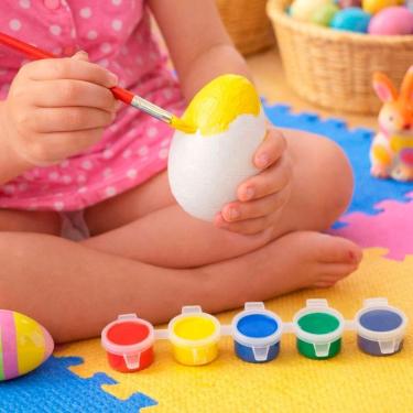 Imagem de Ovos Coelhos Páscoa Para Colorir Pintar Com Pincel Kit 40pçs