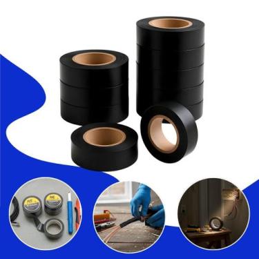 Imagem de Fita Isolante Profissional 10m Pacote com 10 Unidades, Alta Aderência,