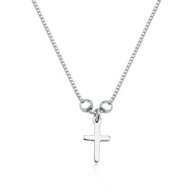Imagem de Colar Bolas 3mm Cruz Prata 925
