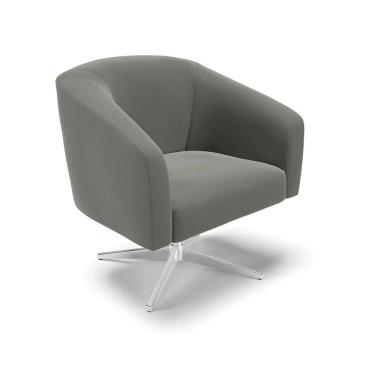 Imagem de Cadeira Sala De Jantar Giratória Base Cromada Stella Suede D03 - D'rossi Cor Grafite