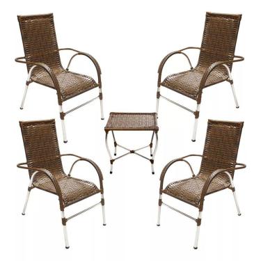 Imagem de Jogo 4 Cadeiras E Mesa E Jardim Trama Original Argila